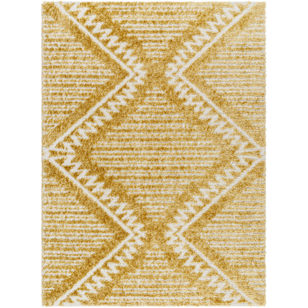 Foundry Select Khlani Kaja Southwestern Yellow Shag Area Rug Wayfair